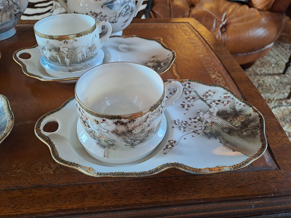 Thumbnail: 15 Piece Japanese Kutani Tashiro Egg Shell Porcelain Tea Set