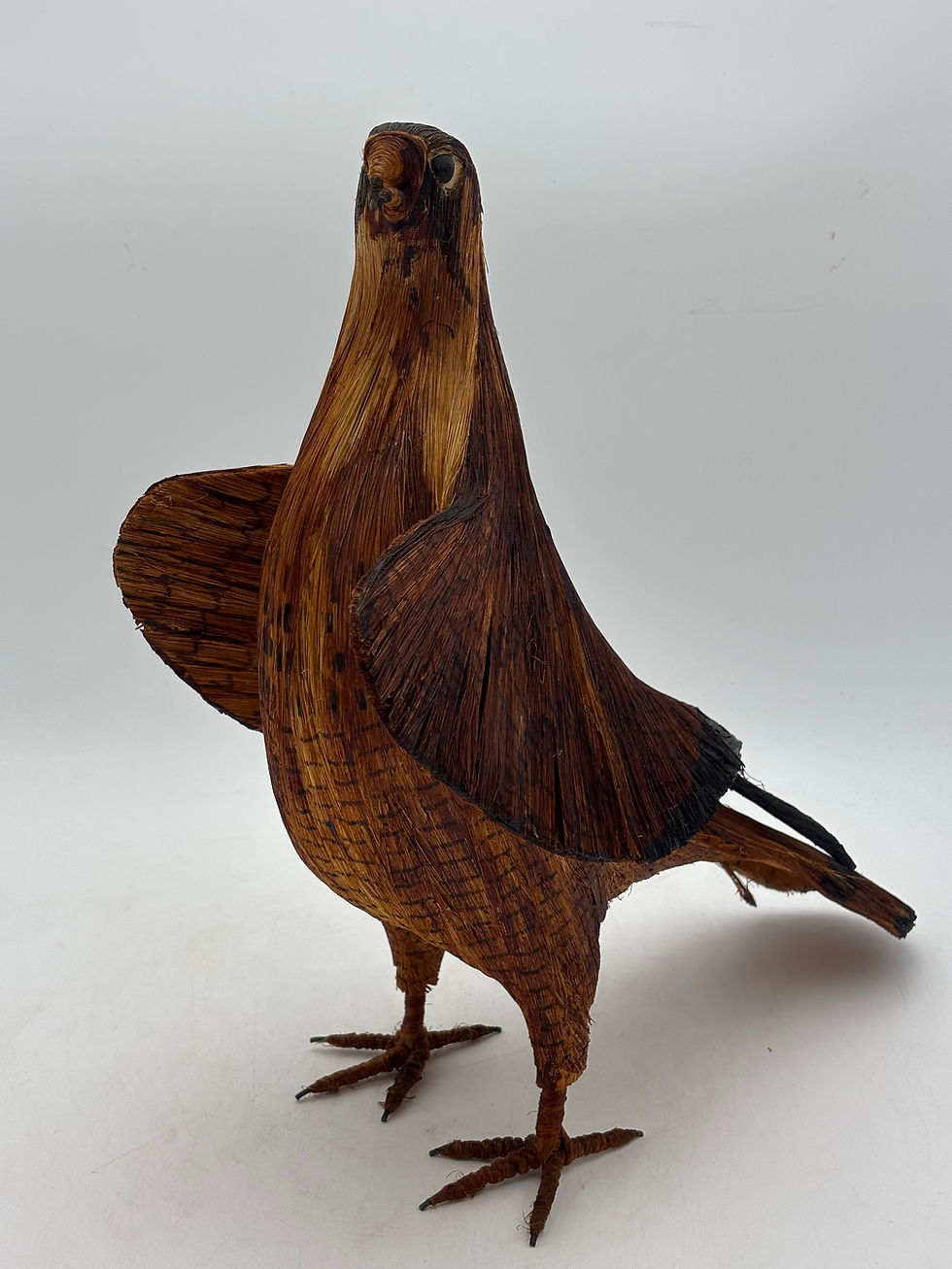 Thumbnail: Large Vintage Handwoven folk art bird sculpture of gamebird