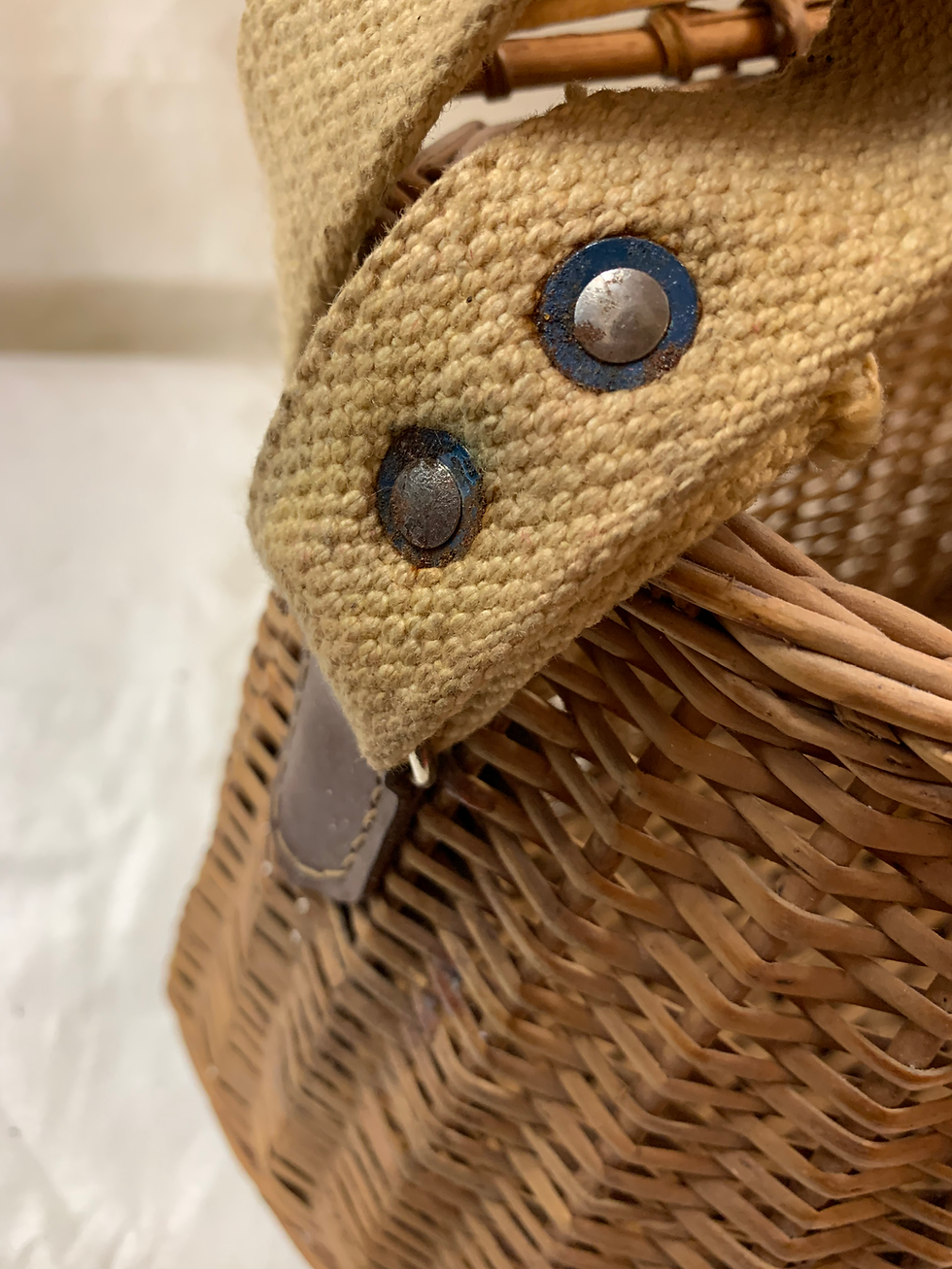 Thumbnail: Vintage Wicker Fishing Creel or Foraging basket / Decoration 