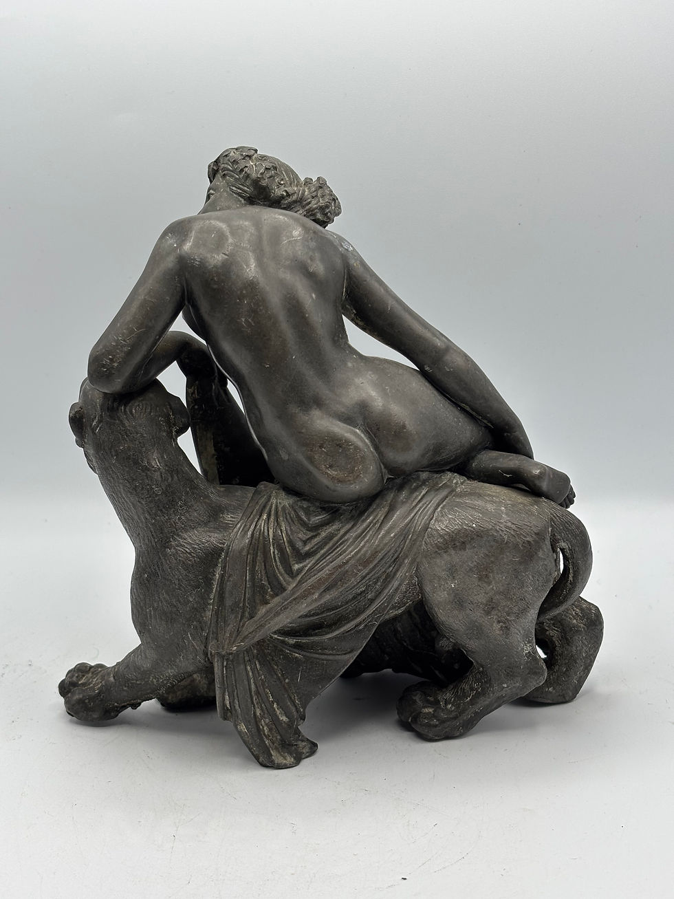 Thumbnail: This is a patinated spelter sculpture depicting the classic neoclassical subject
