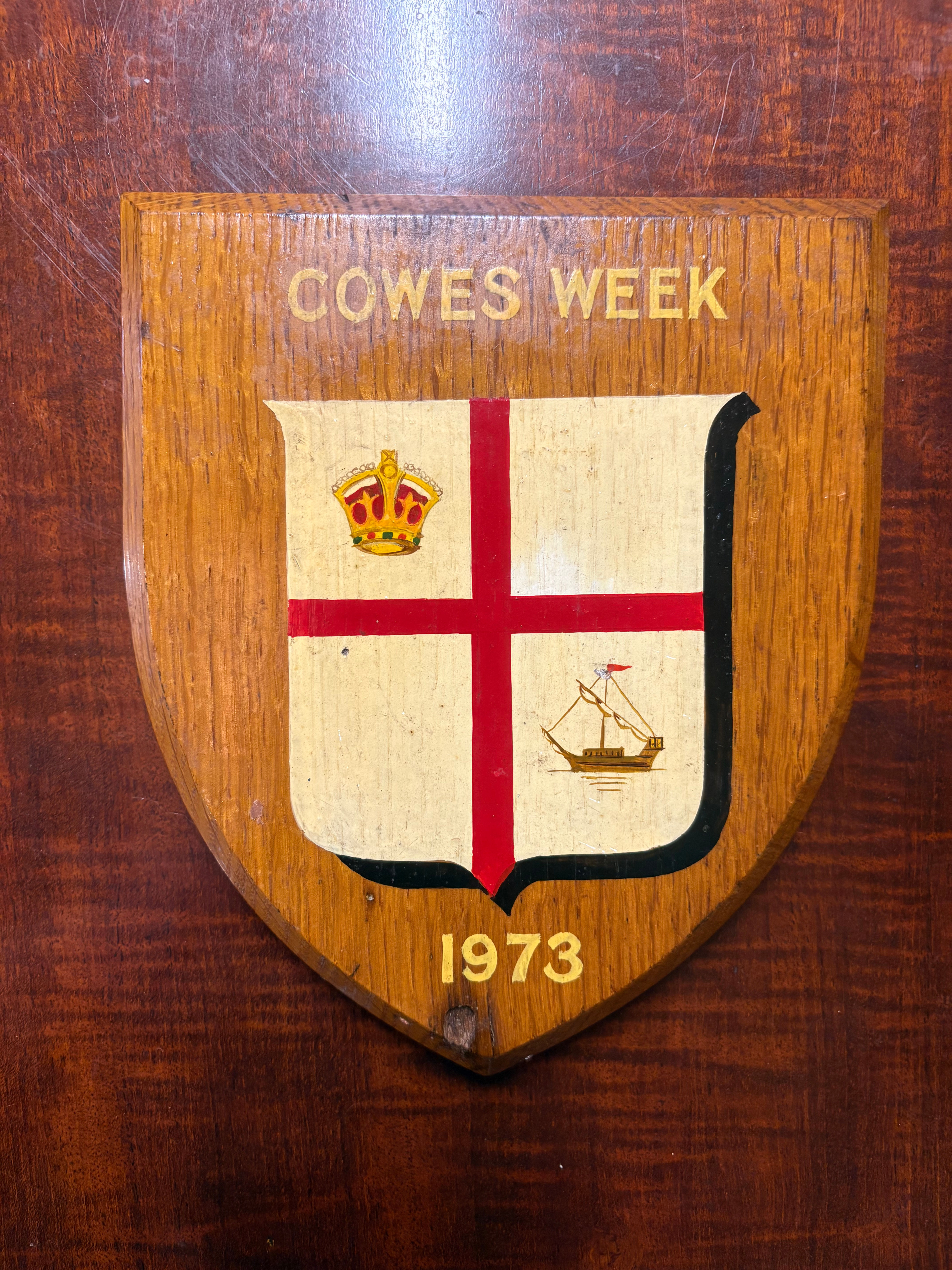 Vintage Wooden Plaque “Cowes Week 1973”
