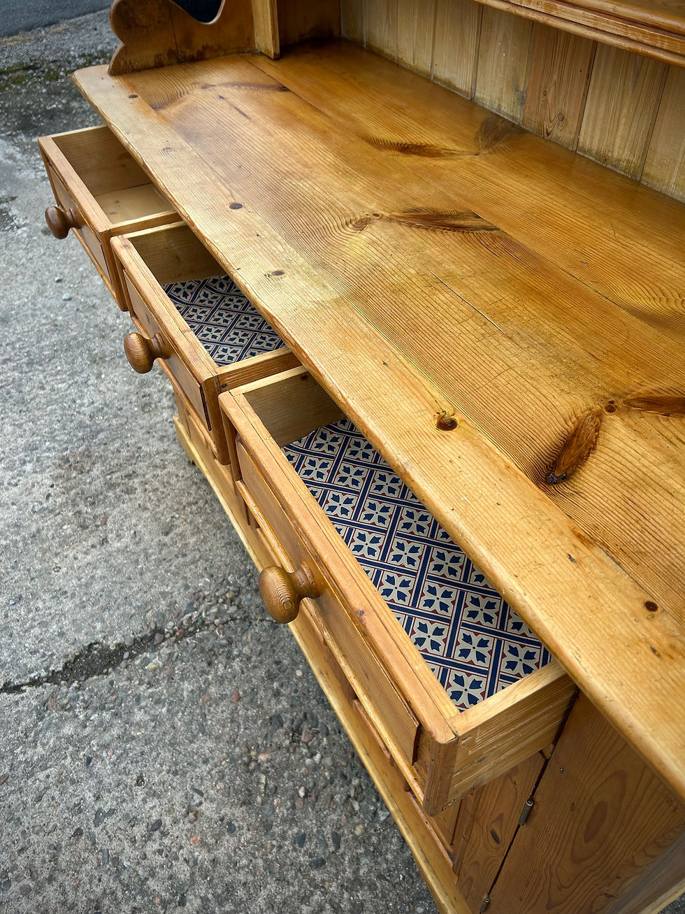 Thumbnail: Welsh Dresser Large Pine One Piece Farmhouse Style Open Shelves Cupboards 