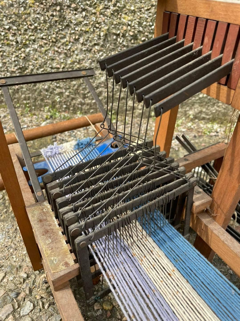 Antique working table top loom. Strichen Antiques