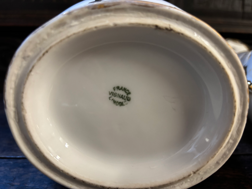 Thumbnail: Pair of antique Victorian French religious monogram Limoges porcelain vases mark