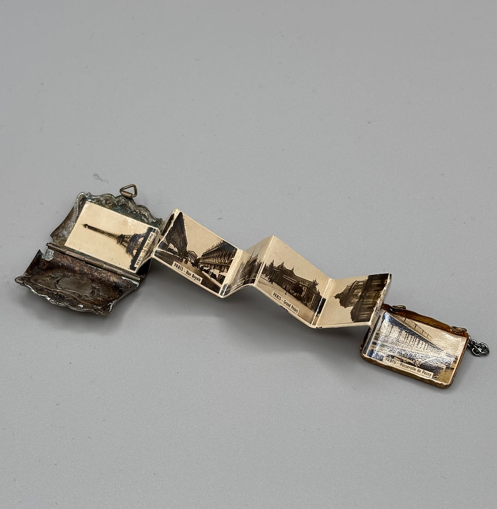 Thumbnail: Victorian Silver Plated French Paris Accordian Photo Album Pendant Souvenir Purs