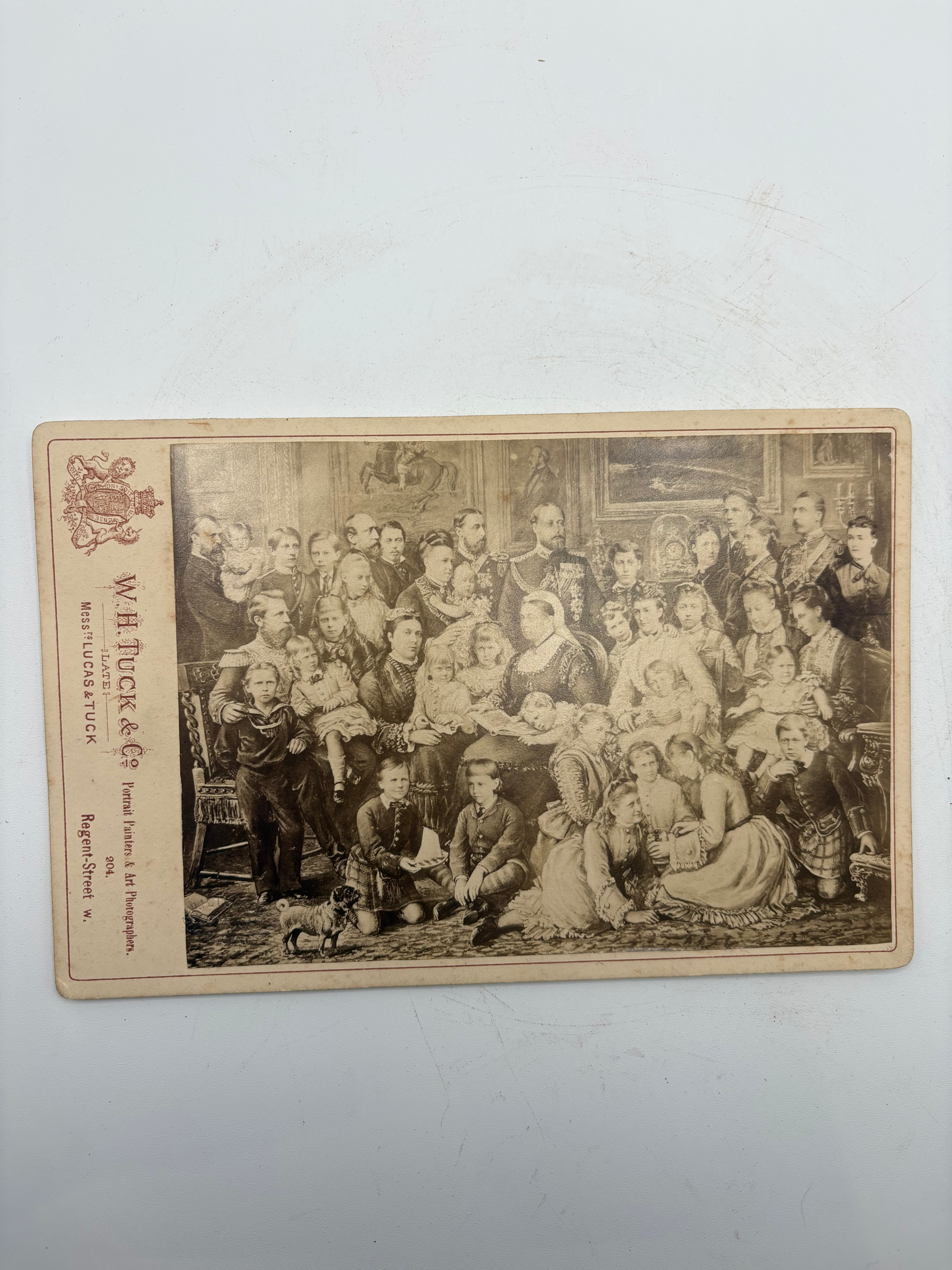  Antique Cabinet Card of Queen Victoria, her 9 Children and her Grandchildren