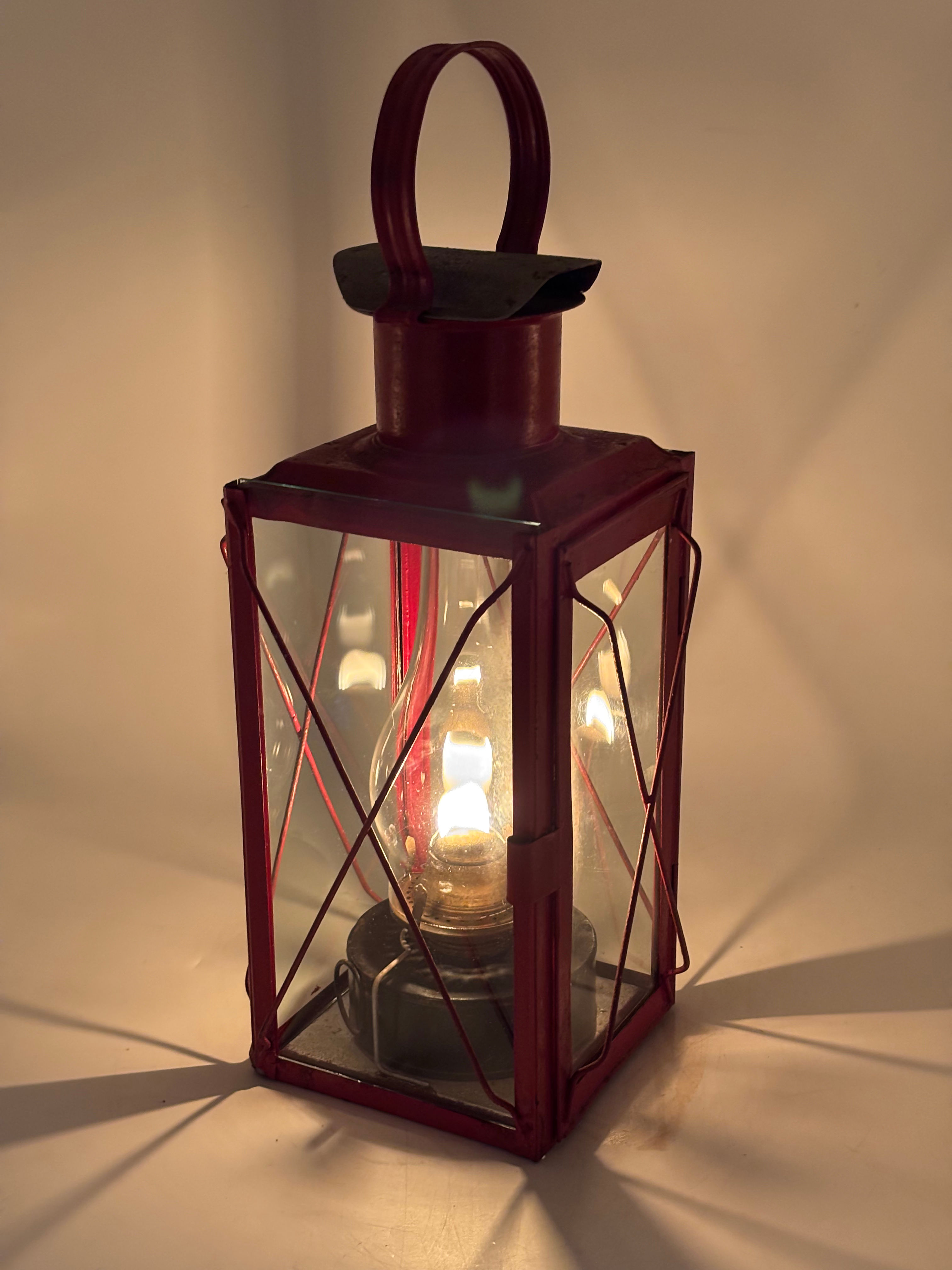 Large Antique 1920’s Oringinal Utility Oil Lamp