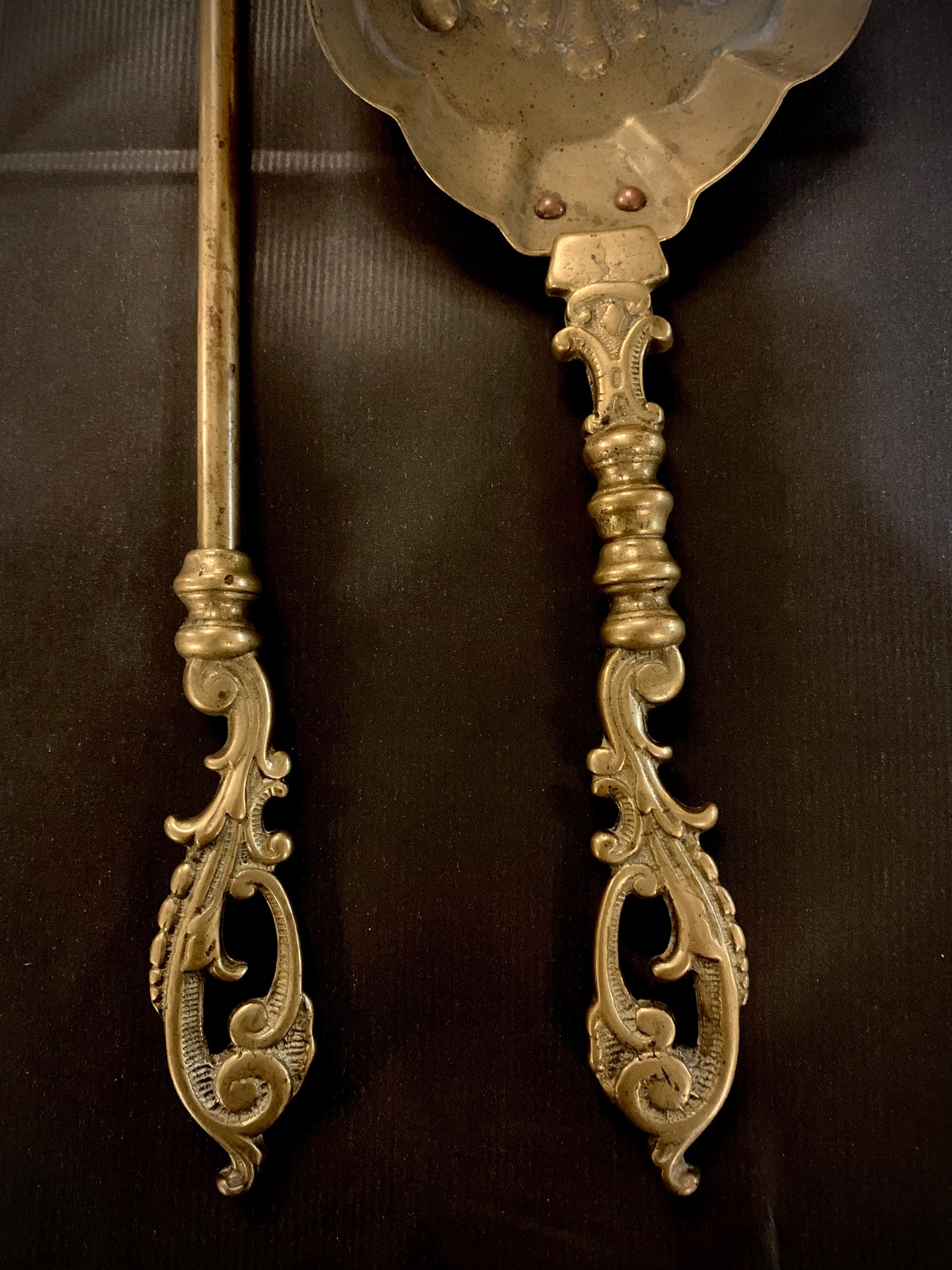 High Quality Solid Brass Poker & Shovel Companion Set