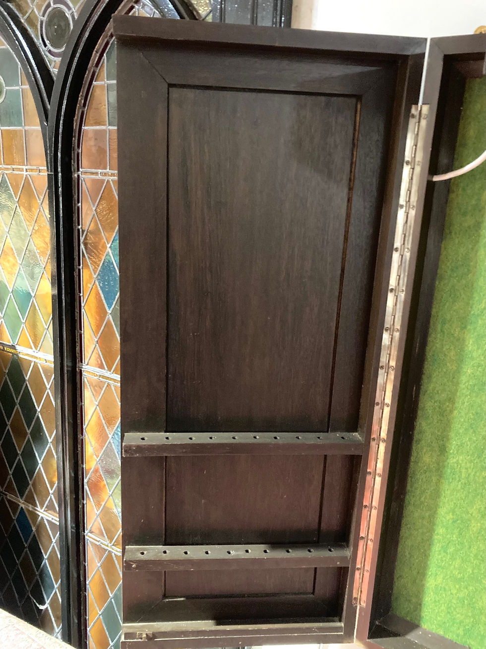 Thumbnail: ON SALE Dartboard Cabinet Decoratively Carved In An Indonesian Style.