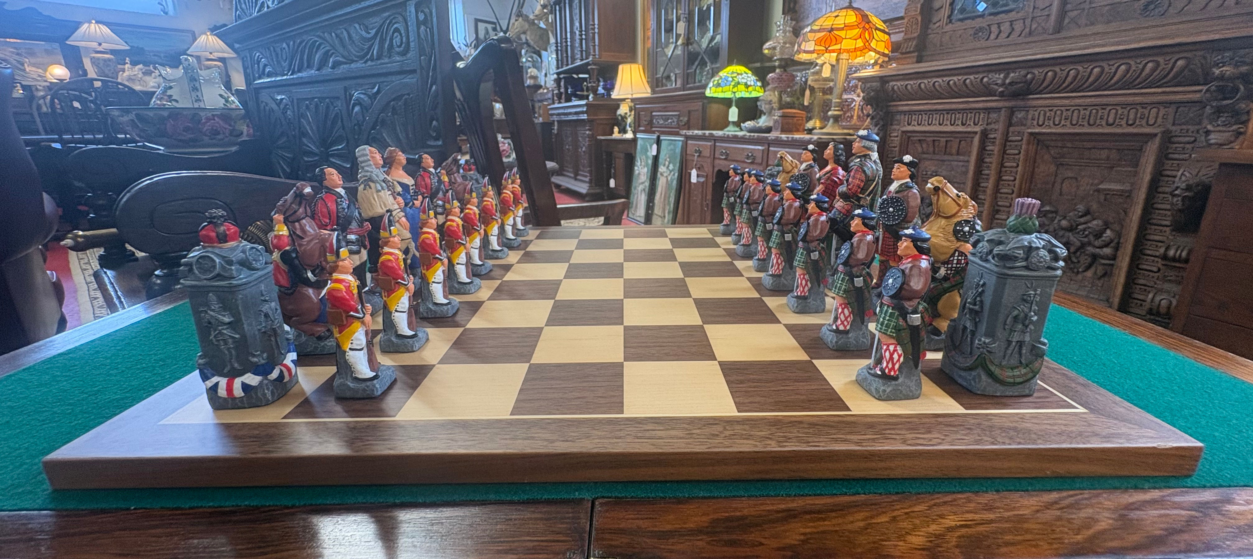 Hand Made Chess Set of Jacobites Vs Redcoats Made by Studio Anne Carlton