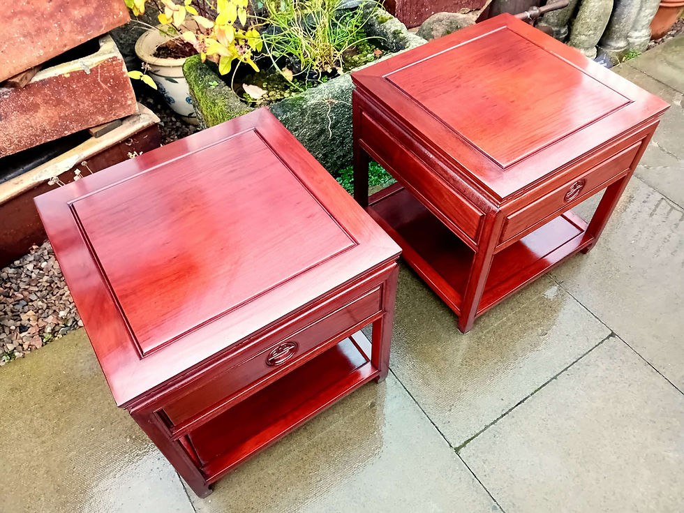 Thumbnail: Pair Solid Rosewood Chinese Side Tables
