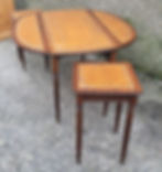 Thumbnail: Brown Leather Top Drop Leaf Coffee Table with Two Sides set