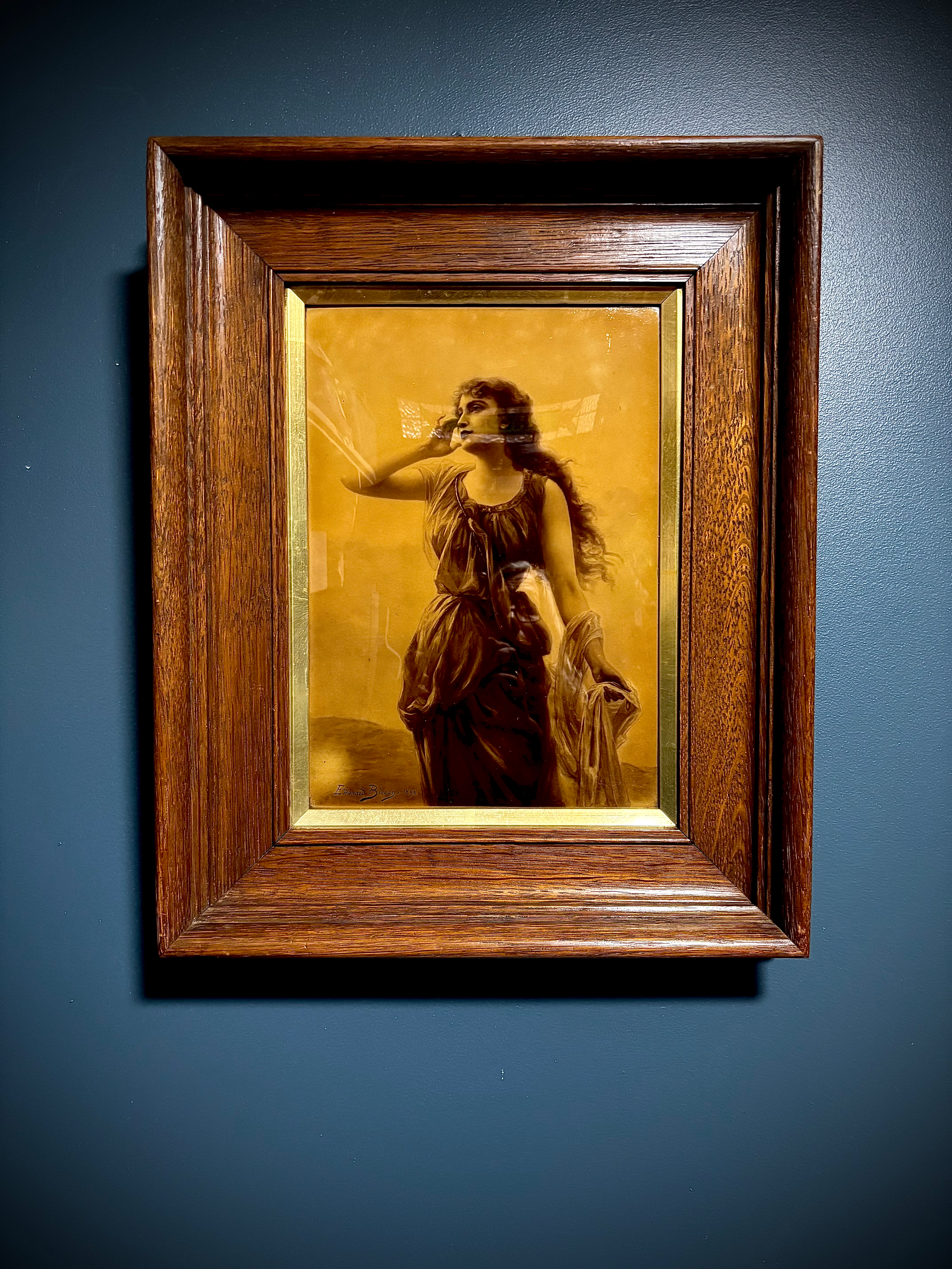 Edouard Bisson Signed Crystoleum Print Titled "L'Echo" 1892