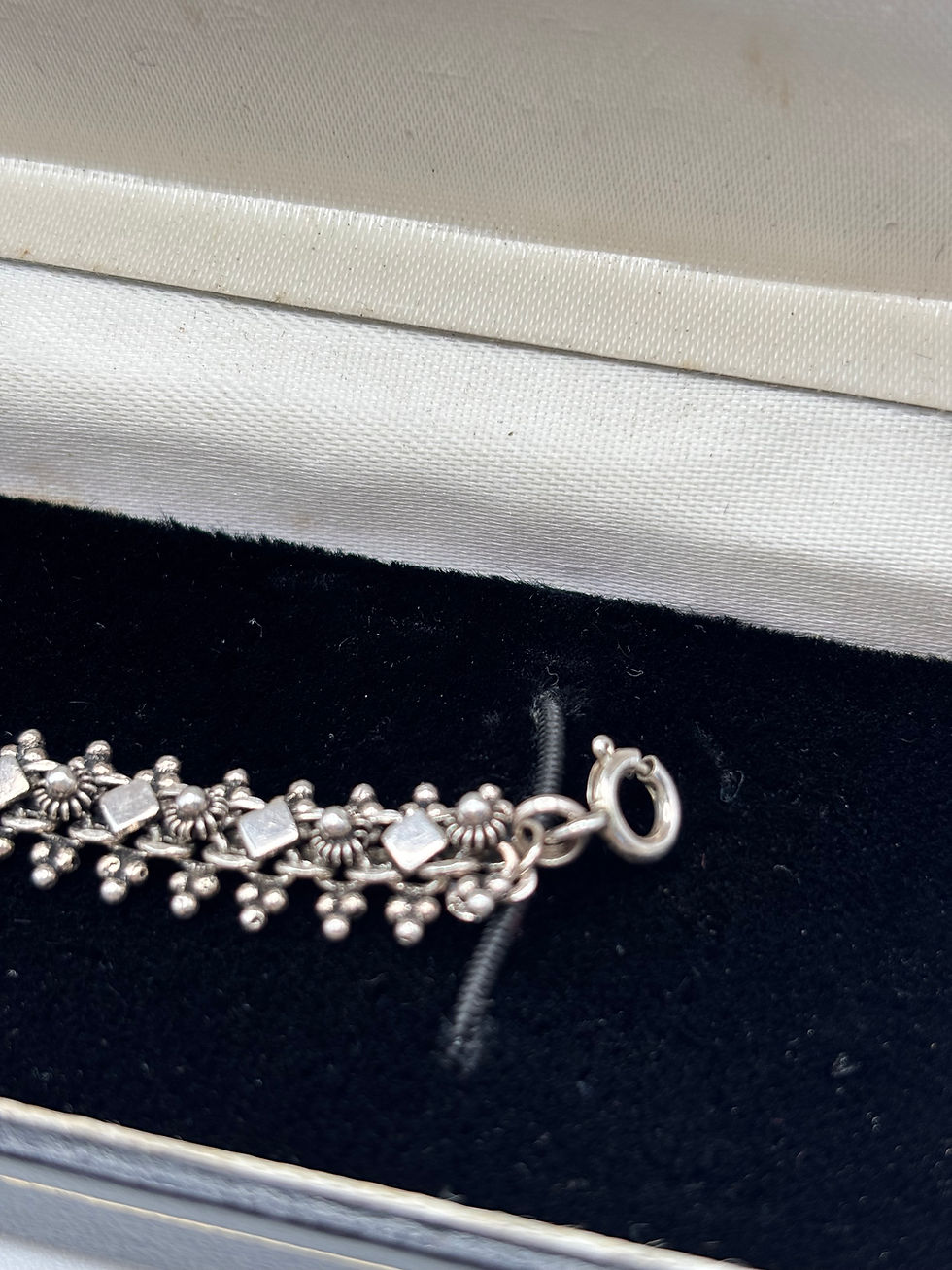 Thumbnail: Vintage Sterling Silver Etruscan/Victorian Revival Bracelet. 