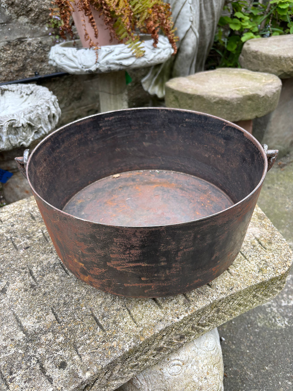 Thumbnail: Antique cast iron cauldron manufactured by the Falkirk Iron Company in Scotland