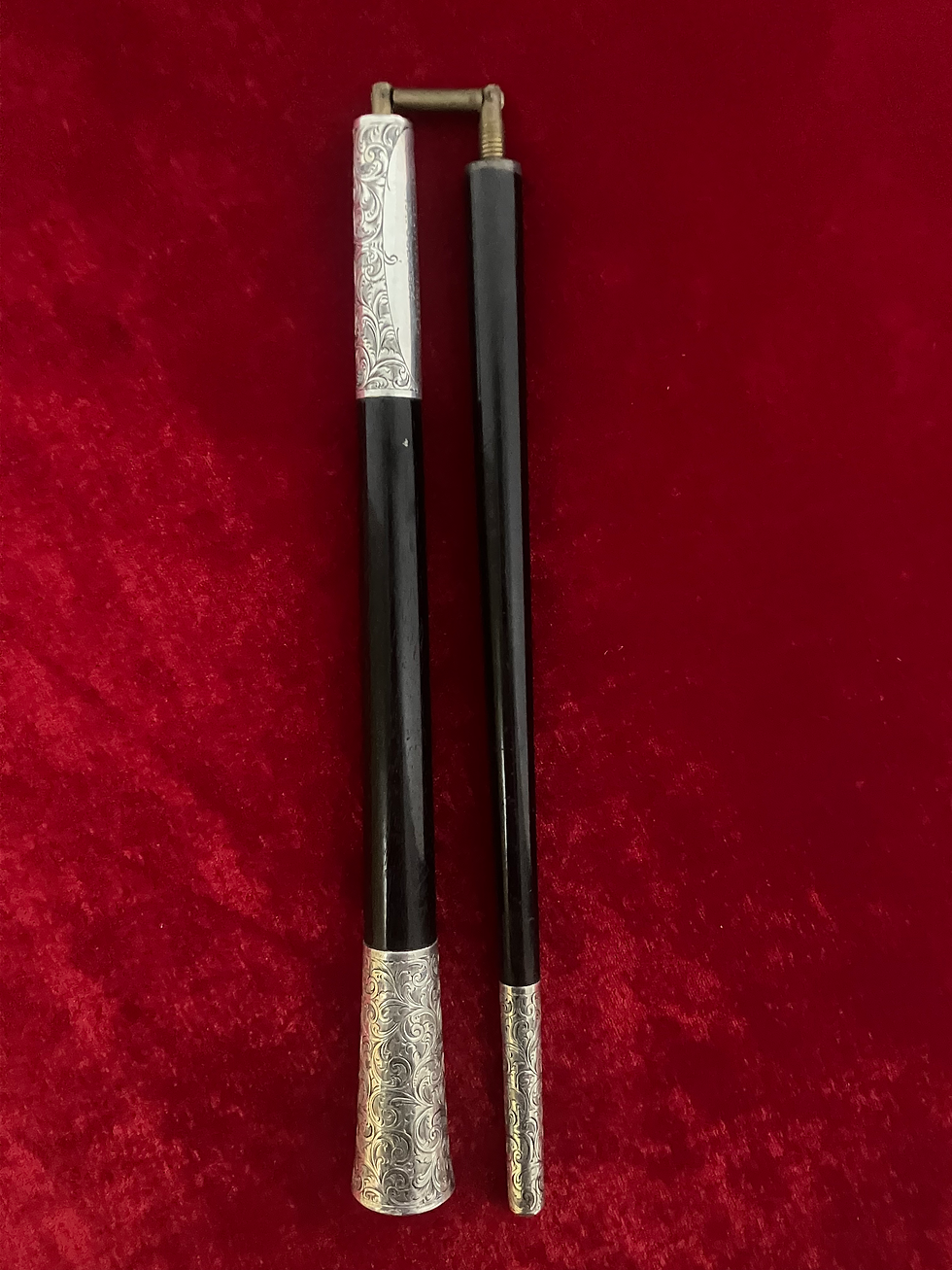 Thumbnail: Antique Ebonised Conductors Baton with Engraved Silver Details 