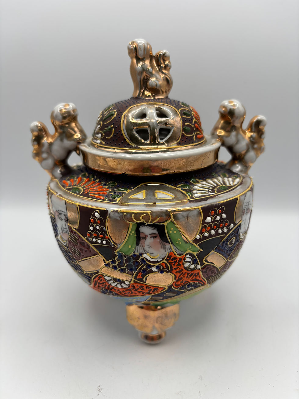Thumbnail: Antique Satsuma incense burner with foo lions early 20th century Japanese