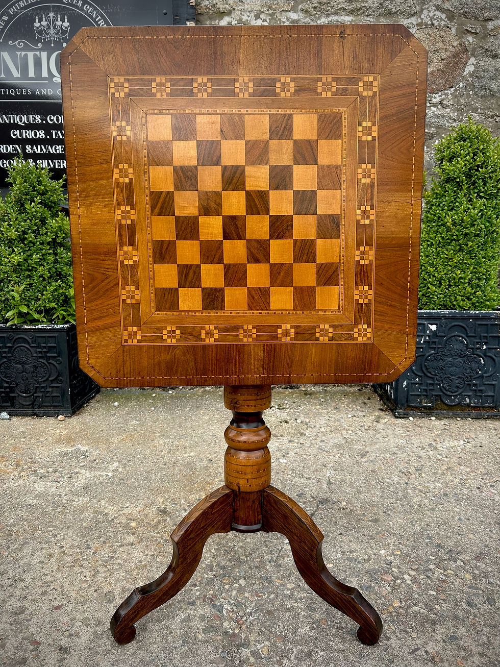 Thumbnail: Late 19th Century Marquetry Parquetry Sorrento Chess Table 