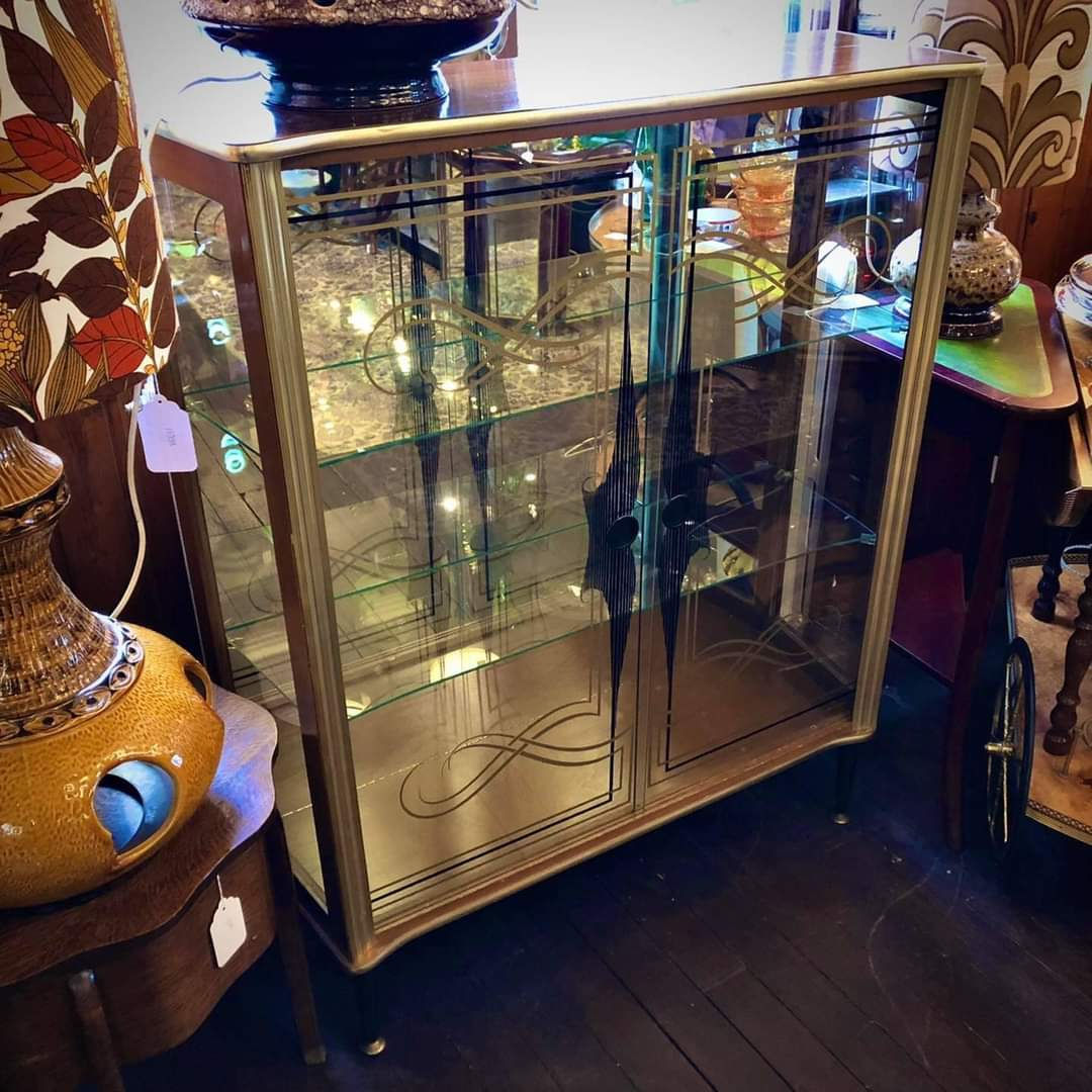 Mid Century 60’s Retro Glass China Cabinet