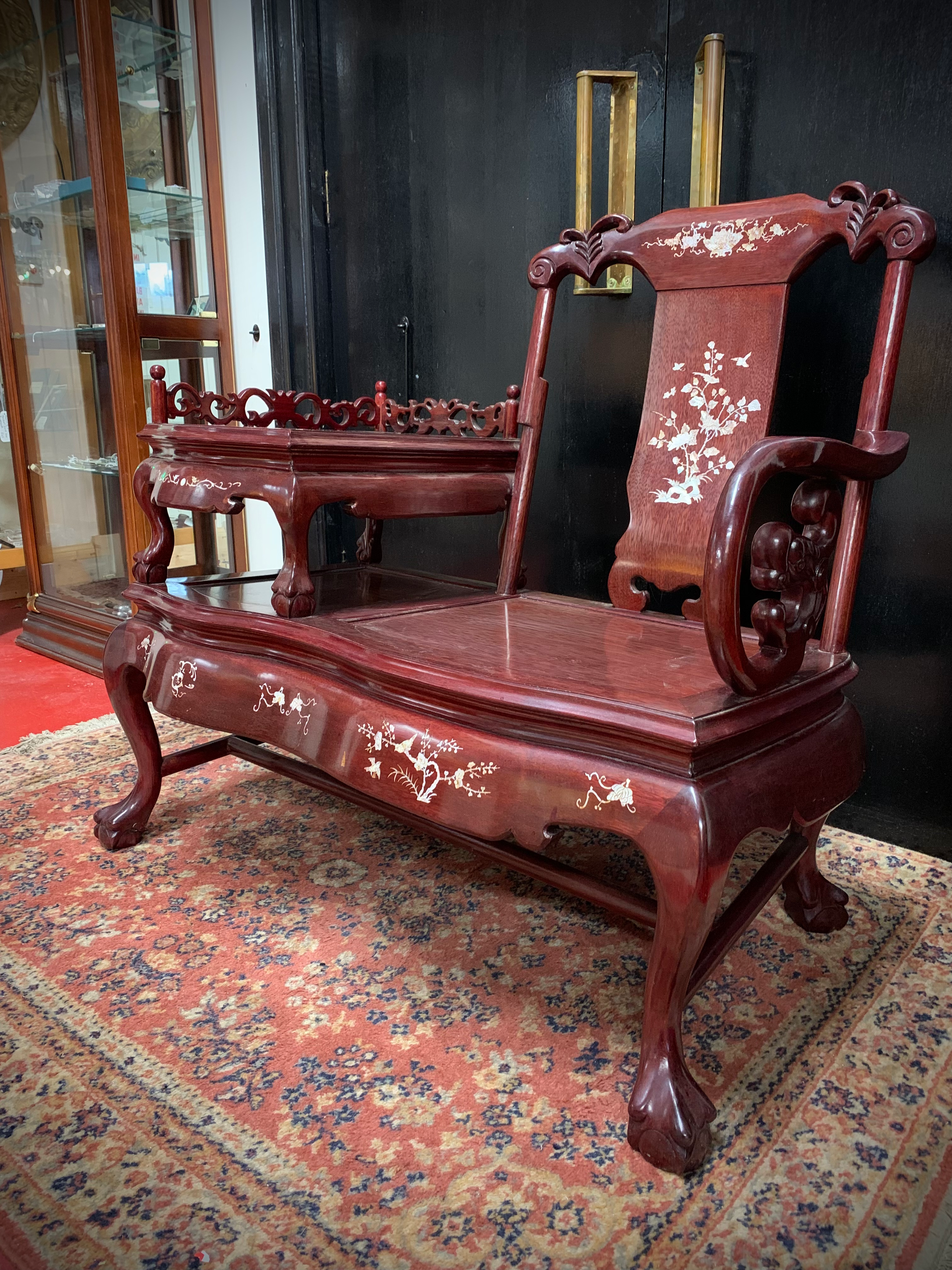 Traditional Oriental Rosewood Seat With Table Telephone Seat Bench Phone