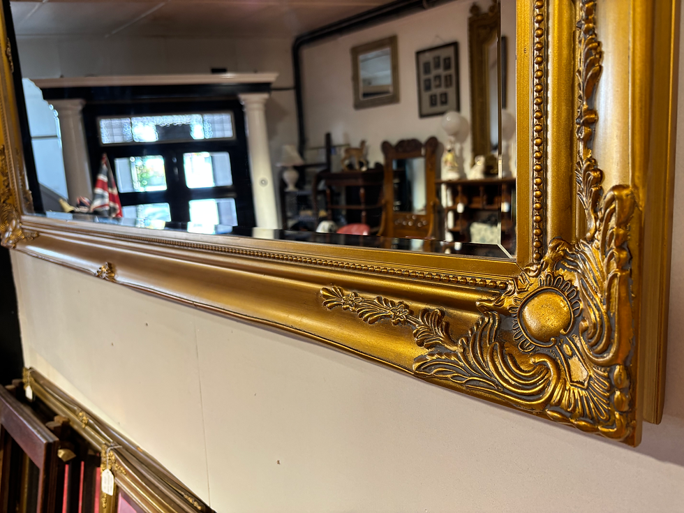 Thumbnail: Very Large Gold Gilt Framed Beveled Plate Glass Mirror 