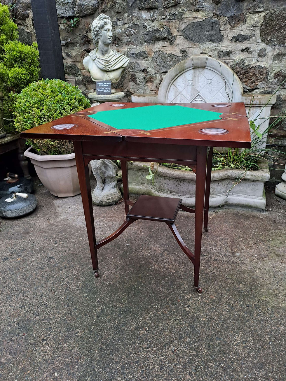 Thumbnail: Edwardian Fold Out Games Card Table on Original Castors