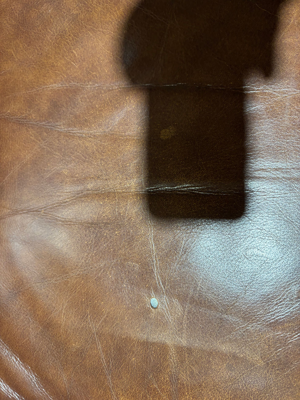Thumbnail: QueenAnne Wingback Brown Leather Chair Small Mark on Seat Cushion Chesterfield 