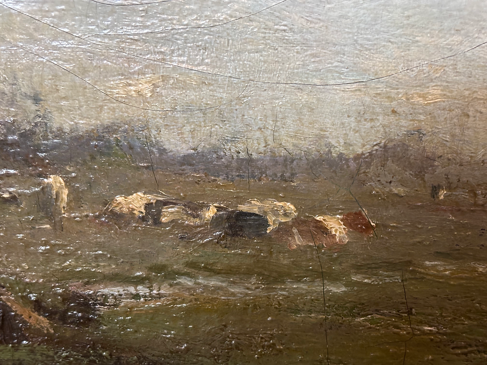 Thumbnail: Gilt Framed Oil on Canvas "Cattle" by J.C. Pabst 