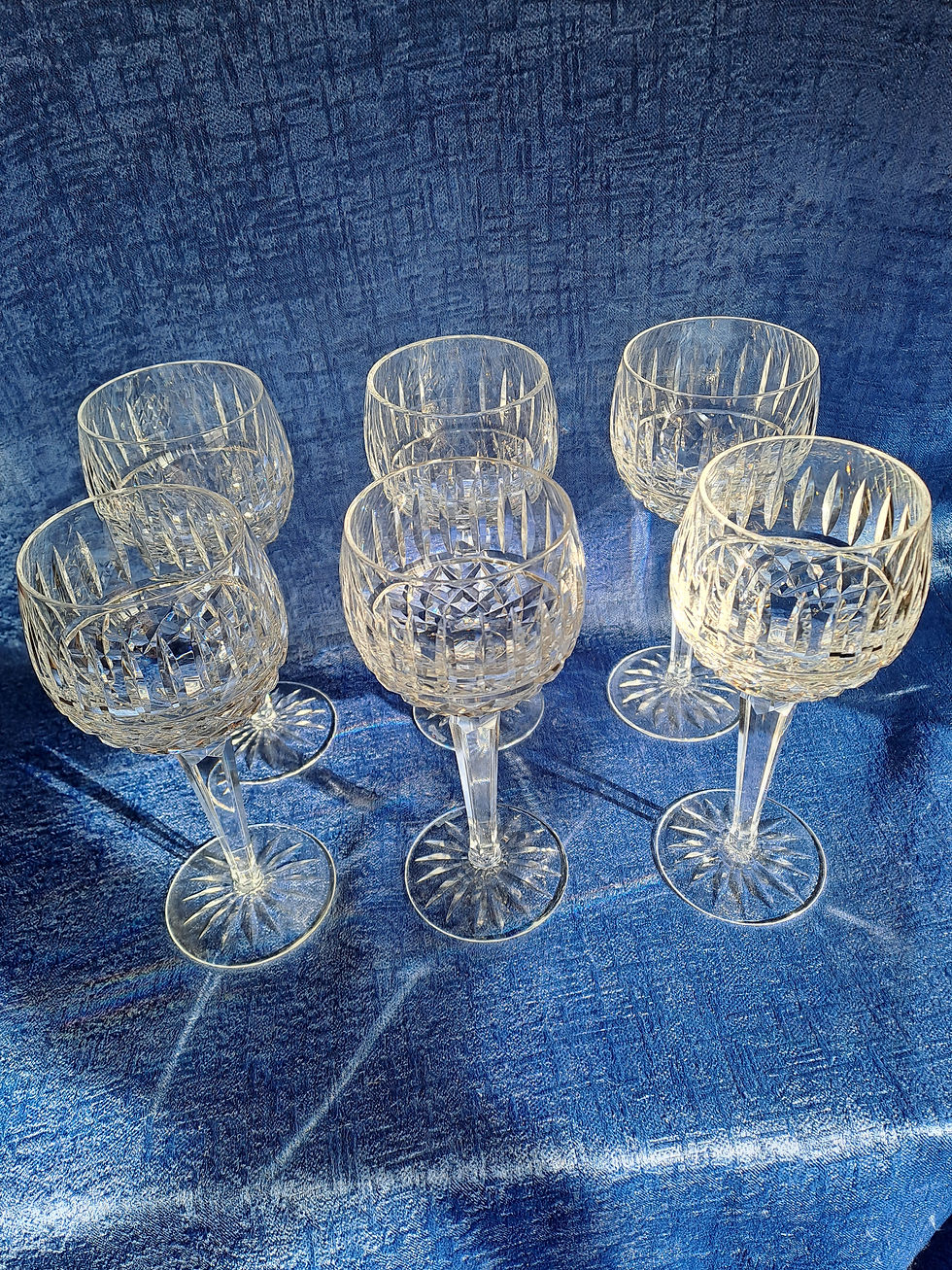 Thumbnail: Set of 6 Waterford Crystal Hock Glasses "Tramore" Pattern