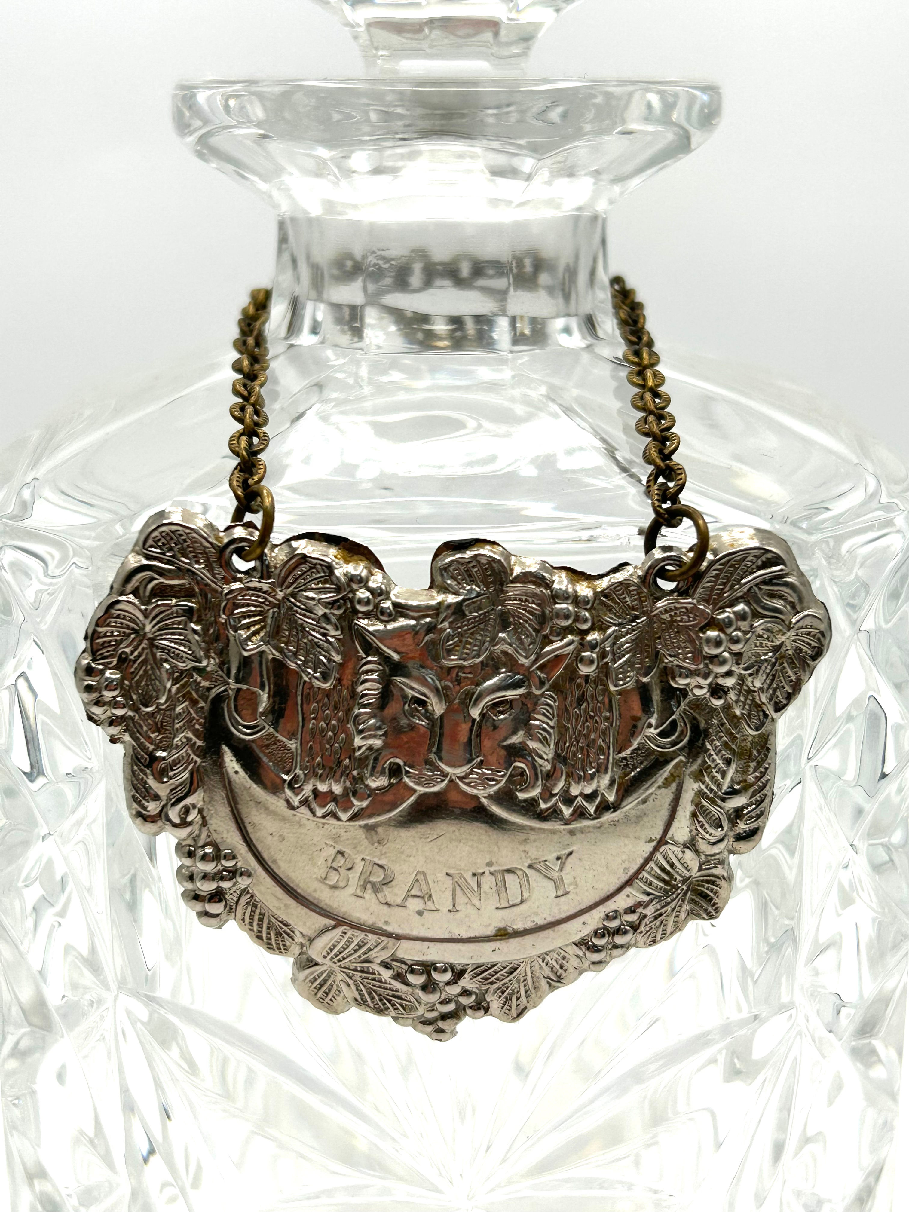 Vintage Silver Plate Pewter Sherry Decanter Label Israel Freeman & Son Ltd 