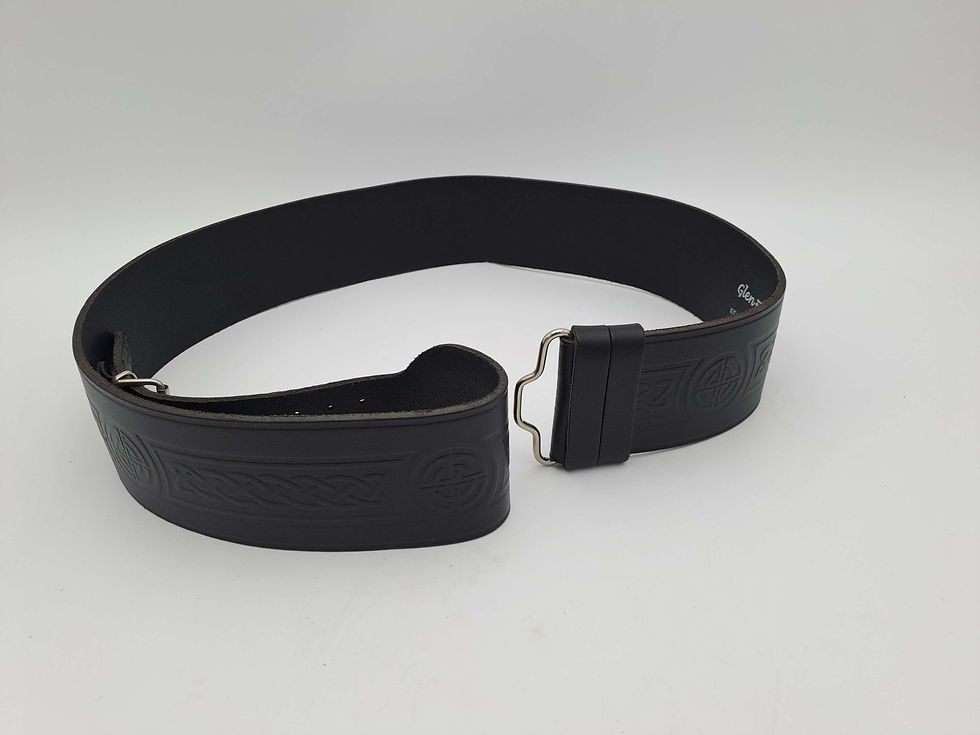 Thumbnail: Glen Esk Black Leather Embossed Celtic Design Kilt Belt