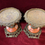 Thumbnail: Pair of French 1930’s Cast Metal and Porcelain Chinoserie Tazza Stands. 
