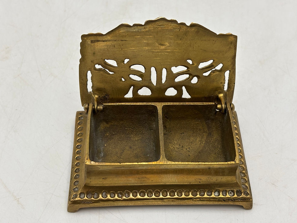 Thumbnail: Vintage solid brass Art Nouveau stamp box. 