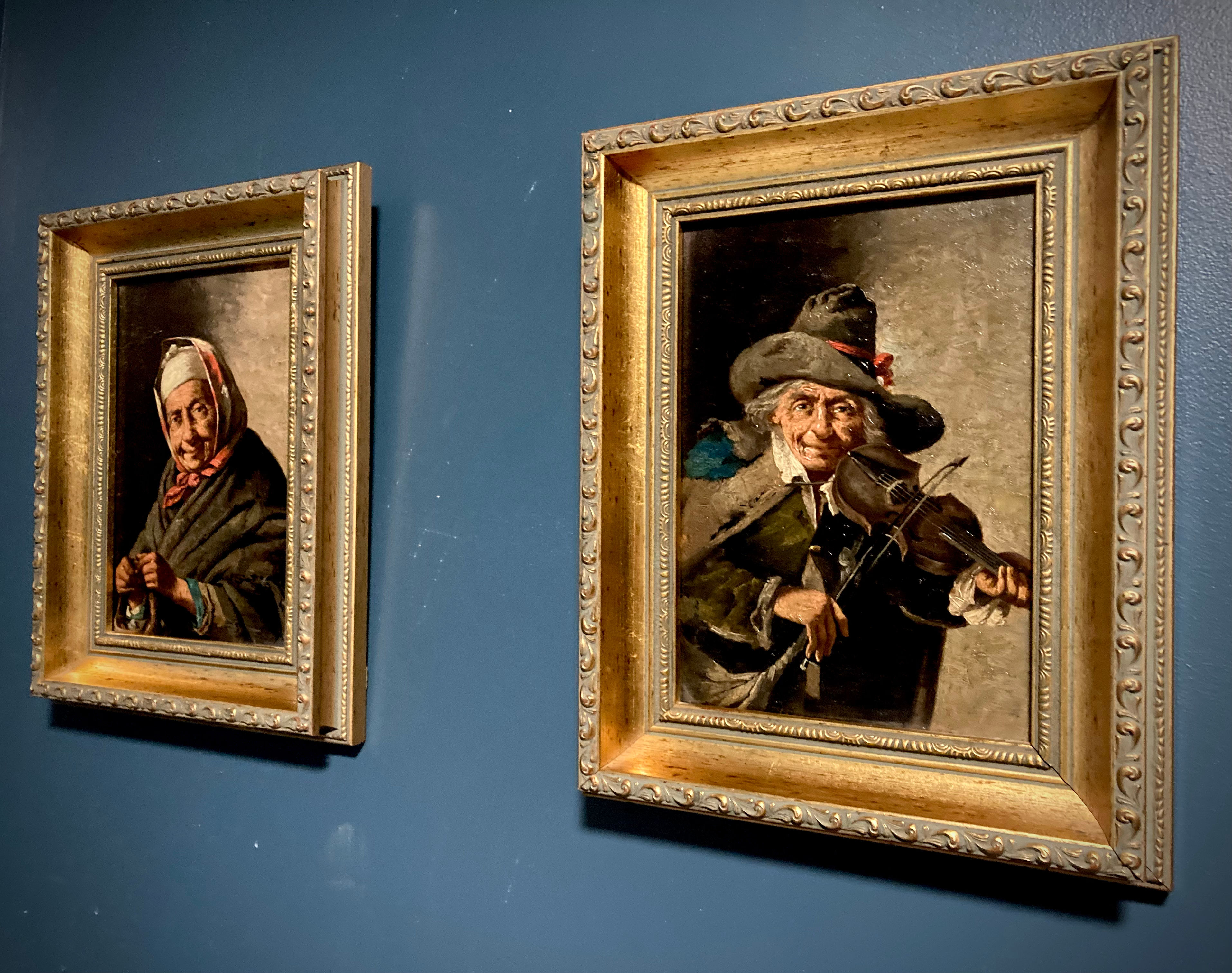 Pair Of Hermann Kern Austrian Style Original Oil Paintings Framed On Board