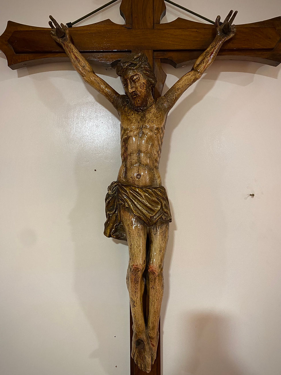 Thumbnail: Church: Large CrucifixeWood & Plaster Crucifix INRI Catholic Jesus Religious 