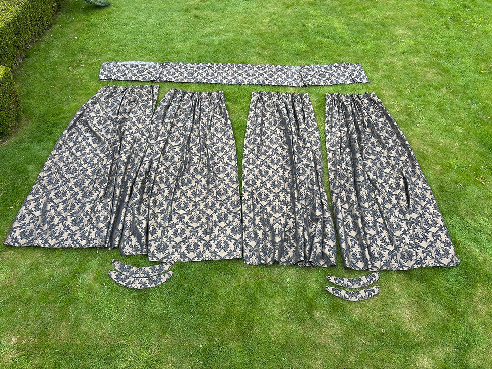 Thumbnail: Curtains : Pair of Extra Large (long and wide) Black and Gold Heavy lined and in