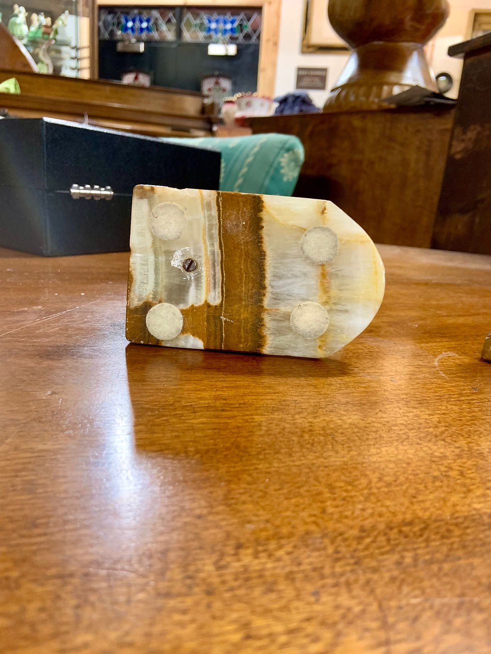 Thumbnail: Hand Carved Vintage Onyx Marble Donkey Mule Booksends.