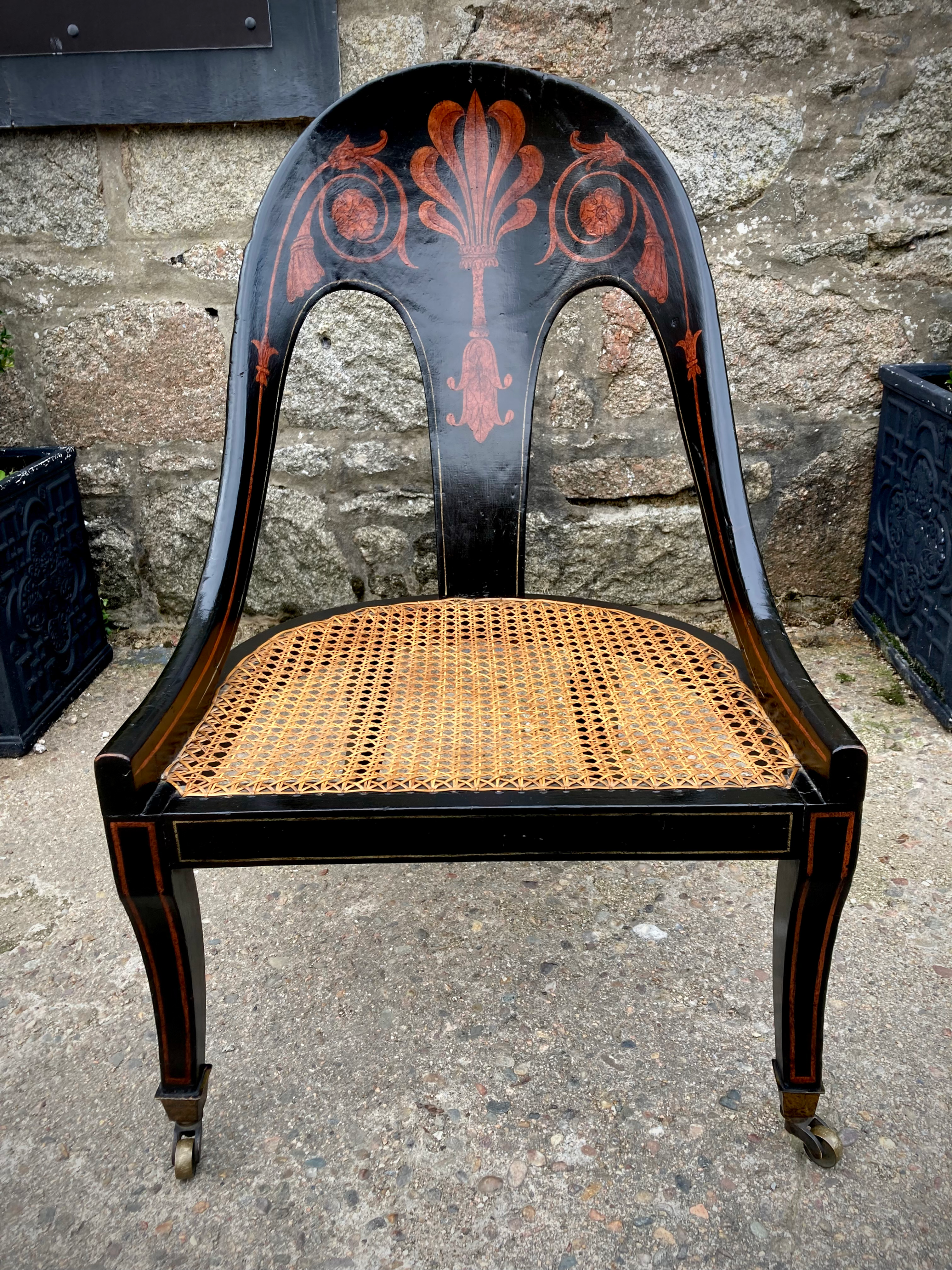 Early 19th Century Regency Ebonised Occasional Chair