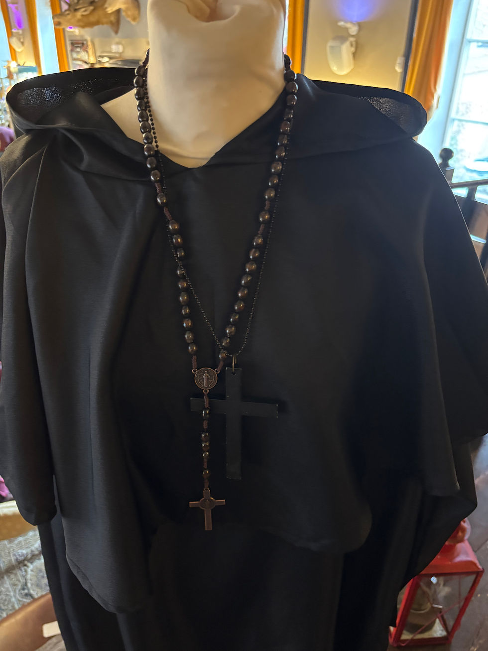 Thumbnail: Halloween Monks Hooded Rope Fancy Dress Costume with 2 Crucifix Necklaces 