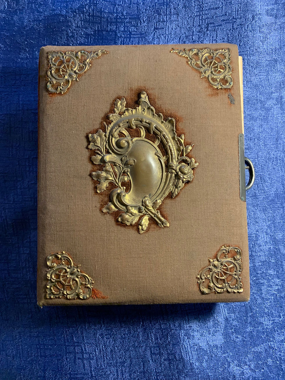 Antique Victorian Velvet & Silver Plate Picture Photo Album. Photos included.