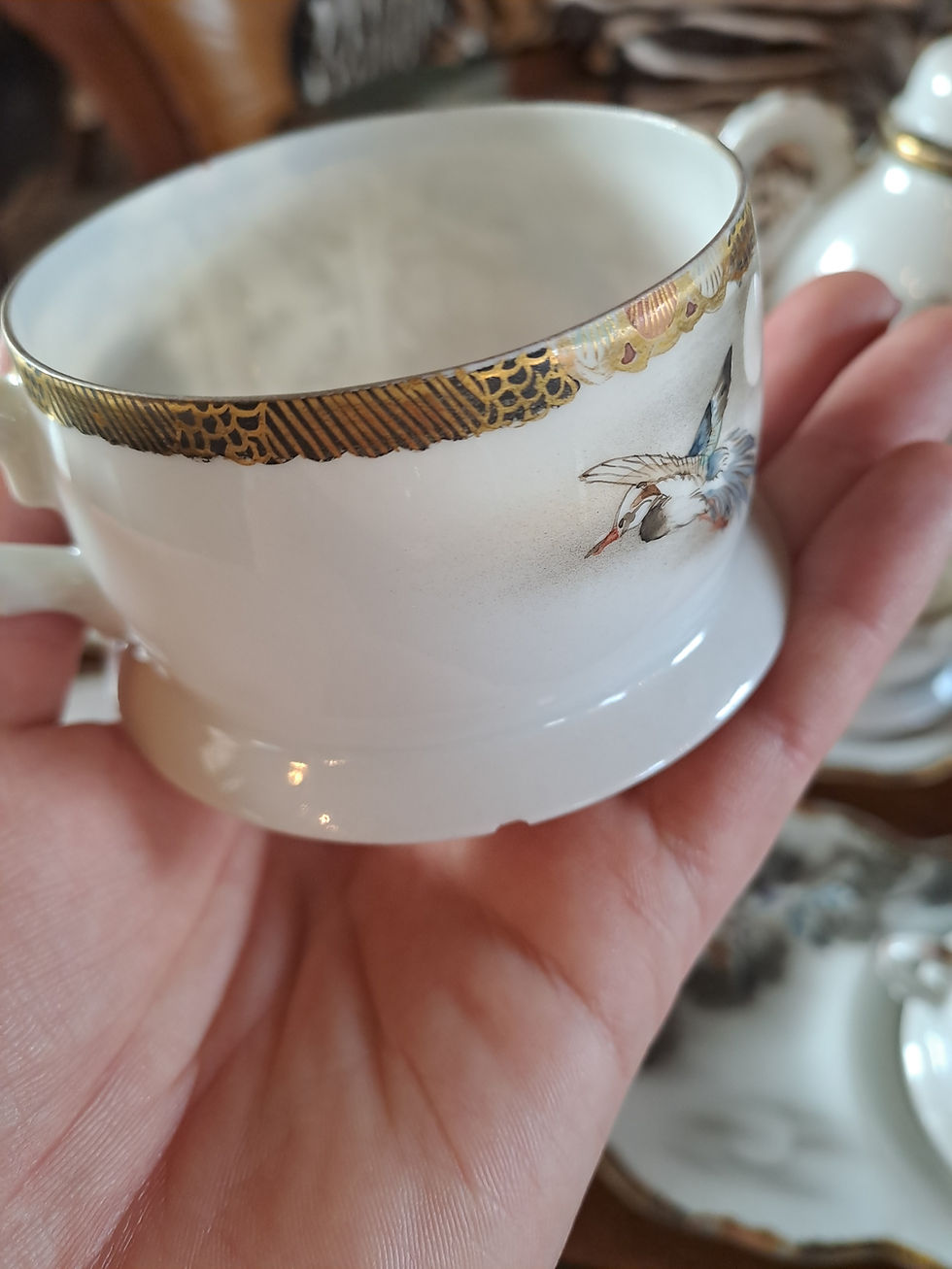 Thumbnail: 15 Piece Japanese Kutani Tashiro Egg Shell Porcelain Tea Set