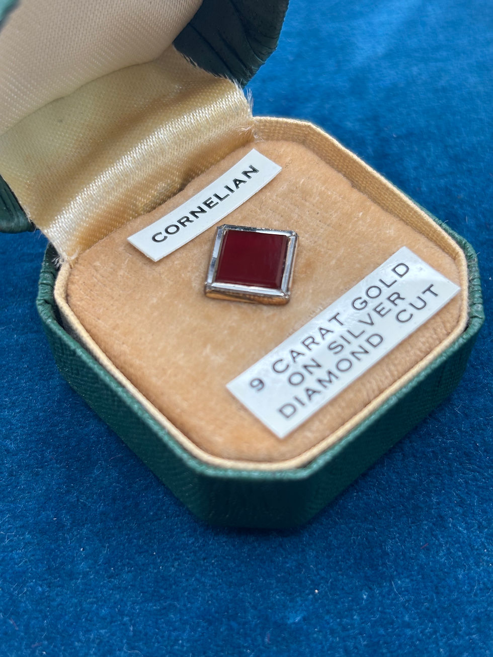 Thumbnail: Vintage Gold on Silver Carnelian Tie Clip/Pin