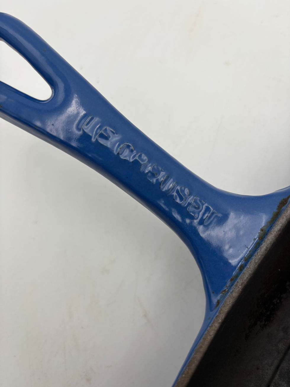 Thumbnail: Large Le Creuset Cast Iron Oval Griddle Skillet Pan Blue 