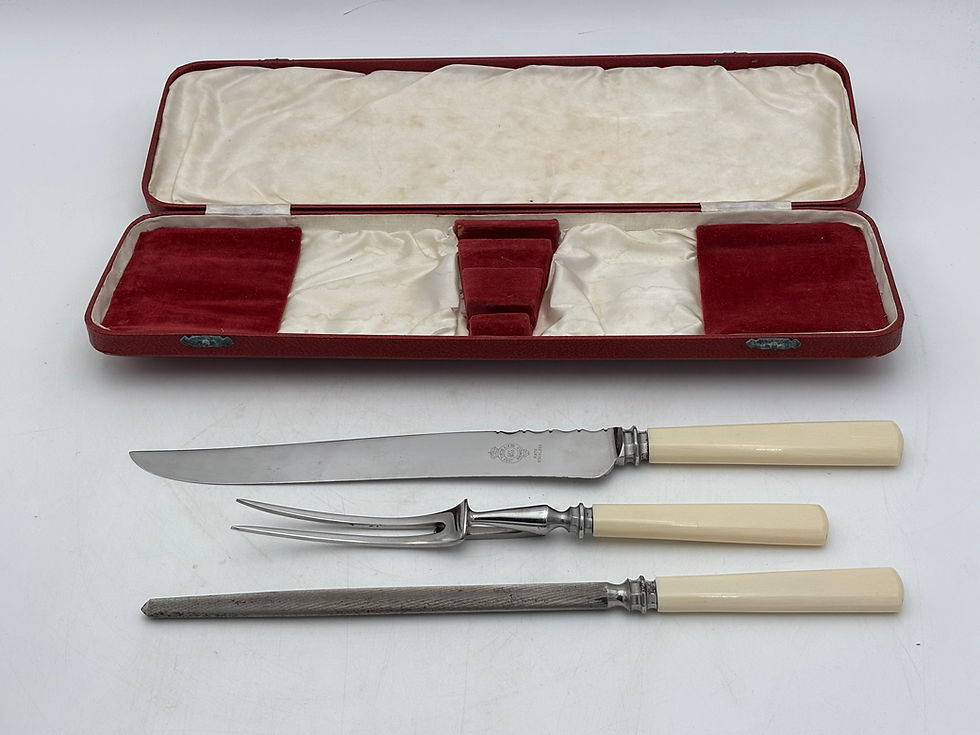 Thumbnail: Vintage John Turton & Co Ivorine Handled Carver 3-Piece Carving Set 