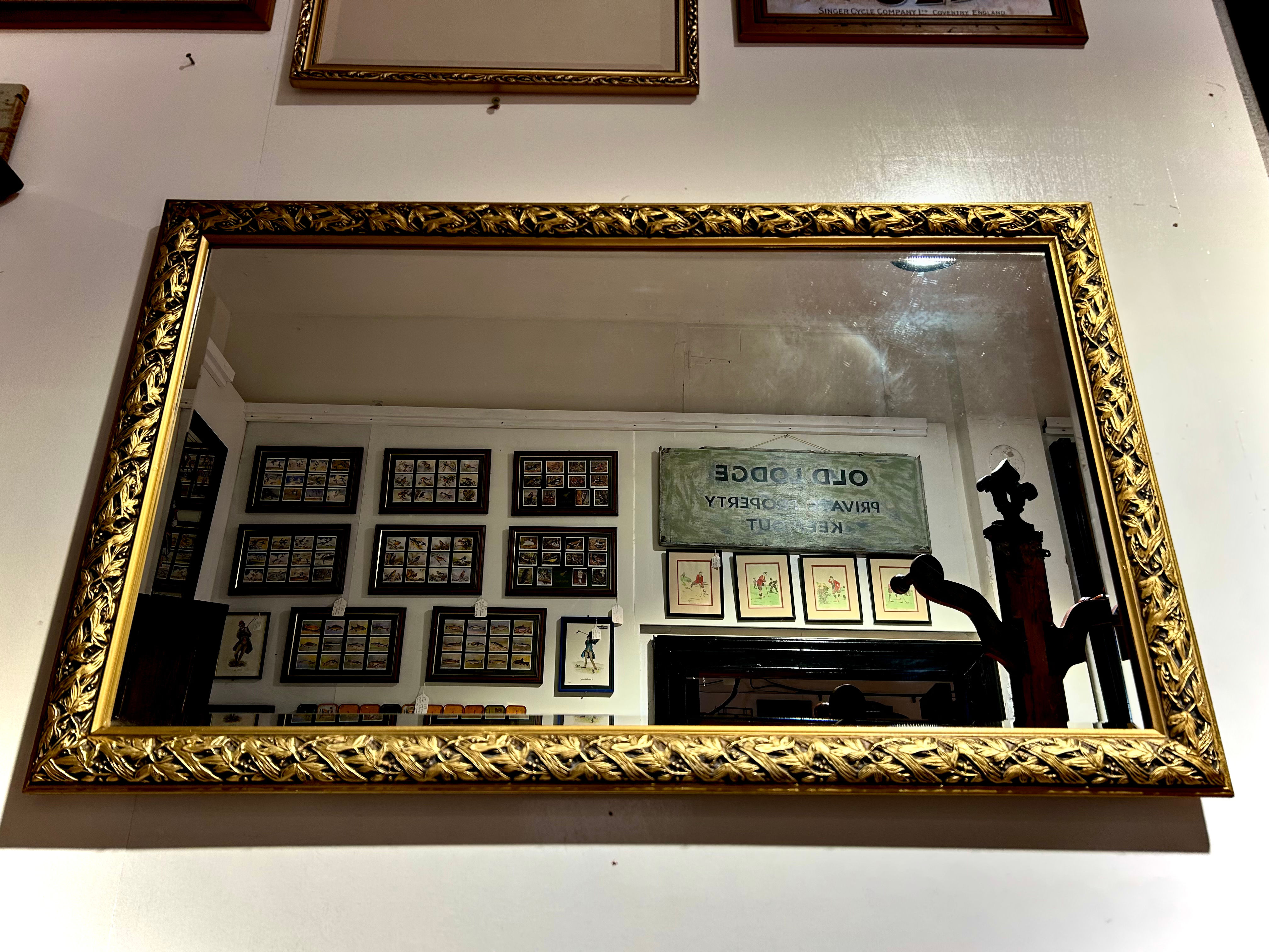 Vintage Bevelled Mirror In Foliate Gilt Frame