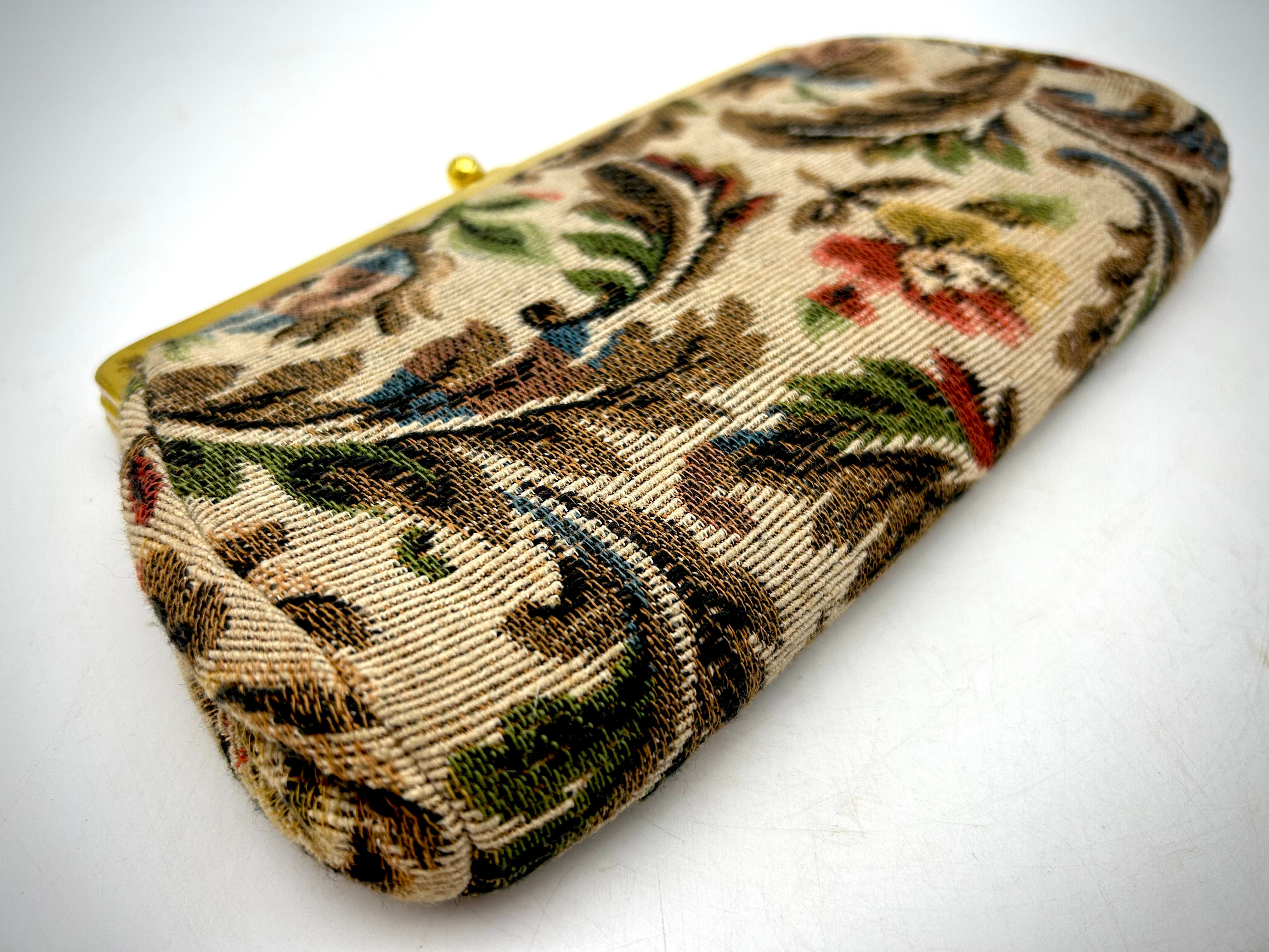 Vintage 50’s Tapestry Needlepoint Clutch Bag Vintage Bag 