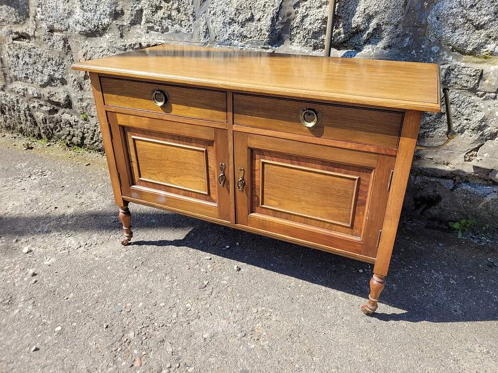 Thumbnail: Edwardian washstand with brass rail and pair of paneled doors