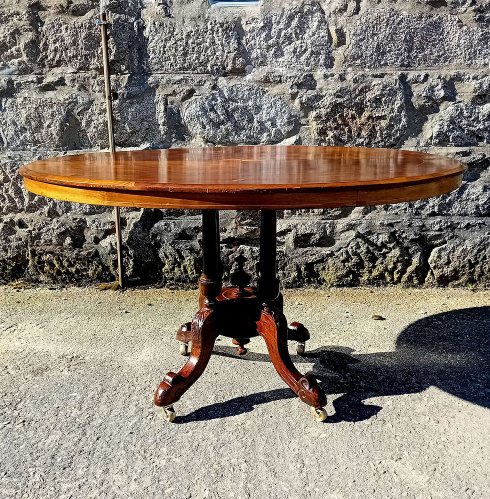 Thumbnail: Tilt Top Dining Table Victorian Mahogany Marquetry Inlay ON SALE