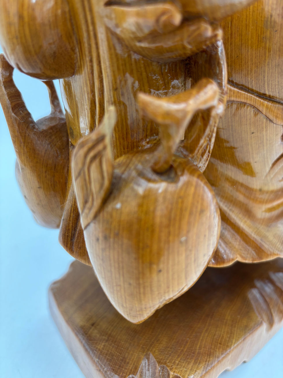 Thumbnail: Large Vintage Hand Carved Happy Traveling Buddah Figure. 