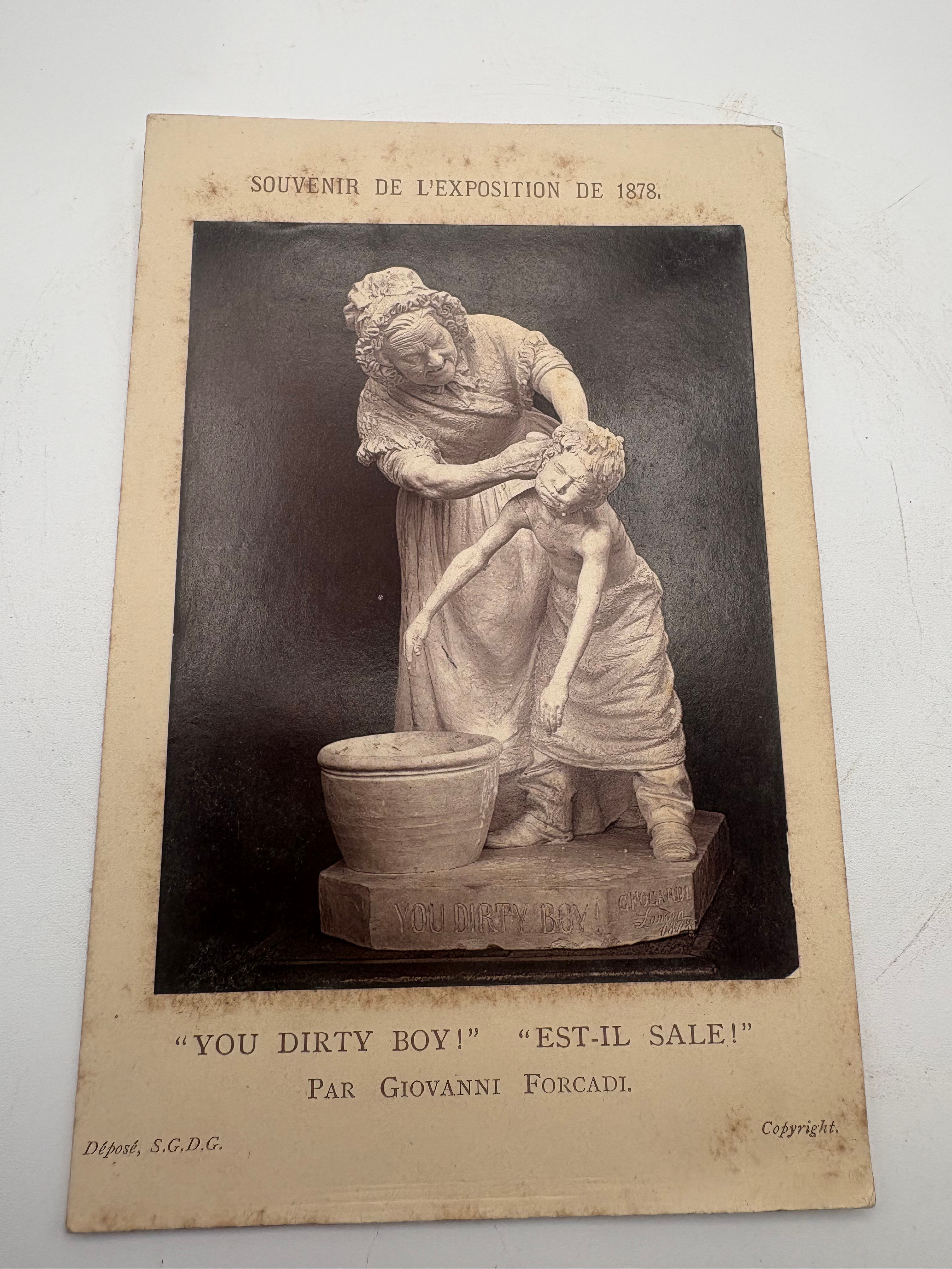  Antique Cabinet Card of the Statue “You Dirty Boy”